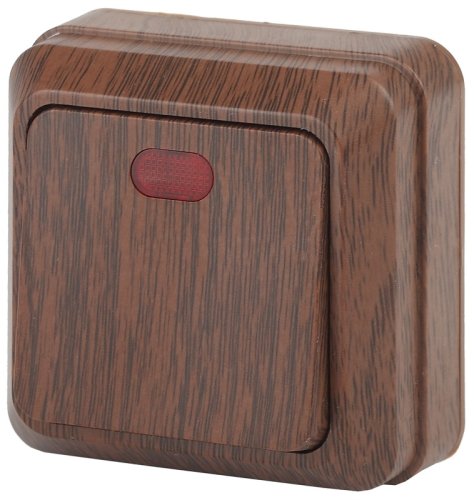 Выключатель накладной с подсветкой Intro Quadro 1-кл. венге картинка